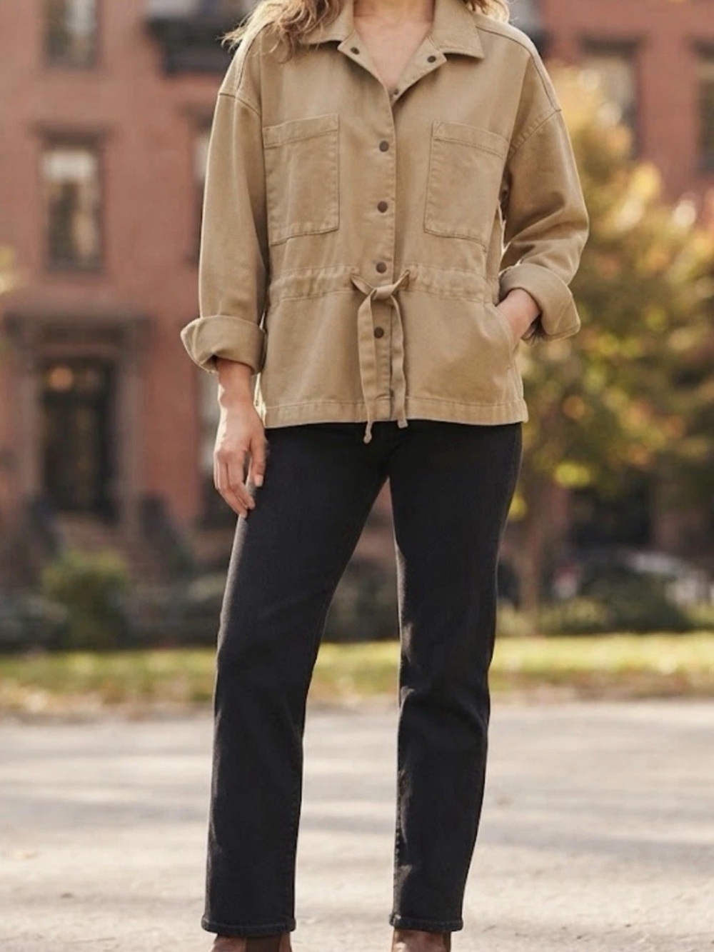 Utility Drawstring Jacket in Khaki lucky brand size XL